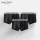 NAUTICA UNDERWEAR商務(wù)男士?jī)?nèi)褲3條裝親膚無(wú)感透氣短褲四角品牌內(nèi)衣男平腳褲衩正品 黑色+黑色+黑色 3條 L