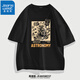 真維斯（JEANSWEST）純棉短袖男女同款夏季ins青少年情侶小眾寬松印花t恤休閑學(xué)生t恤 黑色（太空汪） L (推薦體重110斤-130斤左右)