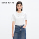 MISS SIXTYT恤女重工釘珠圓領(lǐng)短袖純棉寬松直筒顯瘦 米白 S