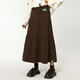 B.Duck小黃鴨半身裙A字裙女秋冬款美拉德燈芯絨甜美中長(cháng)款裙子 深咖色 S