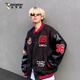 逐夢顏（ZHUMENGYAN）棒球服春秋美式重磅徽章拼接撞色夾克外套男女國潮牌美式寬松上衣 黑色【春秋款】 M