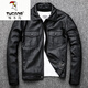 啄木鳥(niǎo)（TUCANO）2025皮衣男特價(jià)翻領(lǐng)短款中青年皮夾克加棉大碼皮外套秋冬潮  黑色不做舊 薄款 2XL