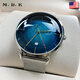 M.B.K美國品牌進(jìn)口手表男士全自動(dòng)機械男表3D鏡面商務(wù)休閑防水男士腕表 銀殼藍面鋼帶M1008G3進(jìn)口機芯