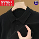 NVWNK100純羊毛絨衫男士翻領(lǐng)秋冬厚款針織衫中年爸爸裝polo保羅衫毛衣 8230黑色 4XL 建議180-210斤