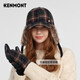 卡蒙（Kenmont）騎車(chē)護耳加絨加厚保暖鴨舌帽女純羊毛格紋毛呢棒球帽百搭km-5204