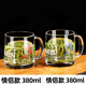 樂美雅鋼化玻璃杯帶把透明茶杯辦公室耐熱泡茶杯無蓋喝水杯子家用 情侶杯380ml(實(shí)發(fā)2只)