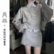 沐霓 小香風(fēng)衛衣套裝女兩件套 運動(dòng)秋冬季小個(gè)子穿搭休閑裙子微胖顯瘦 衛衣短裙套裝【無(wú)襯衫90-120斤】