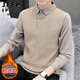 JEEP SPIRIT吉普毛衣男襯衫領(lǐng)秋冬季針織衫男士假兩件打底衫休閑寬松潮外套