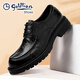 金利來(lái)（Goldlion）男鞋厚底增高商務(wù)正裝皮鞋男士系帶手抓紋大頭皮鞋男冬季加絨棉鞋 黑色 40 比標準碼皮鞋偏大一碼