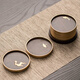 瓷牌茗茶具（cipaiming teaset）黑檀色仿桐木茶杯墊家用現代隔熱墊片品茗小號隔茶墊功夫茶具配件 黑檀色仿桐木六片圓合金三圖墊托