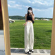 GARNUO白色高腰闊腿牛仔褲女夏季薄款2026春秋新款寬松顯瘦直筒拖地褲子 白色【小個(gè)子】 M【96-110斤】