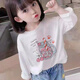 艾諾輪長(cháng)袖t恤女童夏裝薄款韓版休閑上衣外出服中大童女孩純棉白色打底 【白】櫻桃 160 建議70~90斤