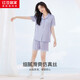 紅豆居家冰絲睡衣女春夏薄款蕾絲短袖提花女士家居服JEJ338 丁香紫 165