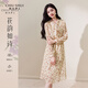 秋水伊人浪漫飄帶領(lǐng)碎花雪紡連衣裙秋季新款收腰顯瘦長(zhǎng)袖裙子 花料 S