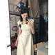 與欣法式連衣裙夏季女學(xué)生2024新款高級感氣質(zhì)初戀收腰顯瘦中長(cháng)a字裙 米白色 均碼（可備注碼數）