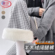 浪莎羊羔絨千鳥(niǎo)格闊腿褲女冬季2025新款高腰寬松休閑加絨直筒格子褲