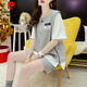 皮爾卡丹（pierre cardin）韓版休閑運(yùn)動(dòng)套裝女2025新款夏季寬松舒適短褲短袖兩件套時(shí)尚顯白 淺灰色 XXL(155-175斤)