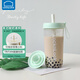 樂(lè )扣樂(lè )扣（LOCK&LOCK）奶茶杯塑料杯吸管杯便攜提手水杯女果汁咖啡杯 薄荷綠-700ML