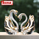 水晶天鵝擺件新婚結(jié)婚禮物送新人閨蜜實用客廳臥室裝飾品 情投意合水晶天鵝大號一對