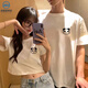 結(jié)盟者情侶裝夏款夏裝一男一女套裝2025新款寬松ins韓版夏季情侶短袖T恤 白色【長款+短款】2332 男XL（女備注）