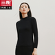 三槍秋衣女 半高領(lǐng)純棉中厚單件女士保暖上衣抗靜電媽媽中領(lǐng)打底衫 黑色 XL /170