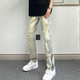 衣然呈品破洞牛仔褲男春夏季款直筒寬松休閑百搭黃泥染美式潮牌高街褲子男 黃泥色 M 【建議105-120斤】