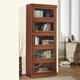 宜美森林 美式實(shí)木書(shū)柜儲物柜收納柜家用落地玻璃門(mén)組合書(shū)櫥靠墻防塵書(shū)架 五門(mén)(寬70x深32.5x高195cm)