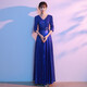 大合唱團(tuán)演出服女成人長(zhǎng)裙紅歌比賽朗誦晚禮服成人學(xué)生表演晚禮服 藍(lán)色 寶藍(lán)色 XL