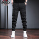 JEEP SPIRIT牛仔褲男秋冬新款潮流哈倫工裝長(cháng)褲韓版寬松百搭加絨加厚褲子男 972黑色 L