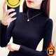 東方鴨100%羊毛衫加絨加厚半高領(lǐng)毛衣打底衫女長袖秋冬新款套頭修身緊身 黑色(加絨) M (105-117斤)