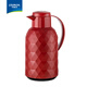 樂(lè )唯詩(shī) 保溫壺戶(hù)外家用車(chē)載保溫瓶熱水瓶暖水壺玻璃內膽開(kāi)水瓶暖壺暖瓶 鉆紋保溫壺【按壓款】紅色 1.4L
