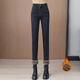 箐箐花加絨加厚小腳牛仔褲女秋冬2025年新款高腰顯瘦百搭彈力修身鉛筆褲 5829黑色（加絨） 3XL /31(135-145斤)