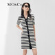 MO&Co.圈圈紗黑白條紋短袖針織肌理感連衣裙法式氣質(zhì)裙子 黑白條色 M 165