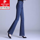 皮爾卡丹（pierre cardin）微喇褲女2025年新款春夏秋冬高腰顯瘦喇叭褲中年女士彈力修身針織 深藍 28 2尺1 腰