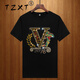 TZXT輕奢休閑燙鉆短袖t恤男修身夏季新款潮歐洲站圓領(lǐng)冰絲薄款上衣服 227黑色 3XL (建議175-190斤)
