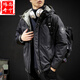 錦尚丹寧（JSHANGDNN）冬季連帽短款羽絨服男寬松潮牌美式大碼胖子加厚保暖外套潮新款 黑色19160 L適合115-125斤