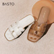 百思圖【漫步鞋】2025夏商場(chǎng)新款平底外穿拖鞋女羊皮涼鞋TY409BT4 米白/經(jīng)典款 37