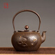 龍善堂日本鐵壺?zé)畨丶兪止o涂層老鐵壺鑄鐵功夫茶具茶壺鐵壺 龍善堂鐵壺-金鯉戲蓮