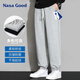 NASA GOOD休閑褲男寬松束腳九分運動(dòng)男褲春秋季長(cháng)褲子男 灰色 2XL