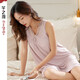 芊之雅（QIANZHIYA）睡裙女無(wú)袖背心坎肩夏天睡衣連衣裙夏款莫代爾居家服夏天薄款裙子 豆沙 L 參考體重100-120斤