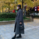 TAOROUSI雙面羊絨大衣女中長(cháng)款冬季新款女裝赫本風(fēng)韓版學(xué)生時(shí)尚羊毛呢外套 深灰色 S 建議90斤到120斤