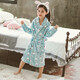 童話(huà)酷酷兒童浴袍女童法蘭絨睡衣秋冬季加厚長(cháng)款3-18大童睡袍大碼家居服 藍色冰激凌 165 大人M碼合適身高155-165cm
