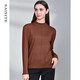 賽斯特女裝新款春秋長(cháng)袖半高領(lǐng)百搭純色打底衫套頭針織衫 Z035 焦糖色 AM(160/84)寬松版140斤以?xún)瓤蓞⒖? title=