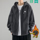 卡帕開(kāi)衫衛衣男連帽純棉春秋季寬松大碼夾克加絨加厚拉鏈外套上衣潮牌 深灰—加絨款 2XL （170-185斤左右）