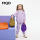 馬騎頓（MQD）【上衣+褲】MQD秋季女大童潮酷休閑運動(dòng)套裝 淺紫 130