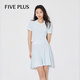 FIVE PLUS針織衫女短袖上衣格紋套頭衫圓領(lǐng)復(fù)古風(fēng)2024新款女夏裝 藍(lán)白格 L