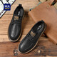 海瀾之家（HLA）男鞋休閑皮鞋男士復古工裝鞋子男款HAAGZM1EBB033 黑色39