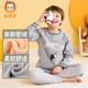 恒源祥兒童保暖內衣套裝男童加絨保暖加厚打底睡衣中大童青少年冬款  滑冰企鵝