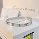 CENTURY& KINDLE滿(mǎn)天星玫瑰金手鐲男女士年輕情侶款一對時(shí)尚鐲子生日禮物送女友 滿(mǎn)天星手鐲-寬版【白金色大號】