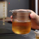 久堂 公道杯玻璃日式分茶茶海單個(gè)功夫茶具配件加厚耐熱倒茶器創(chuàng  )意高檔 （豎紋）胡桃木玻璃公道杯
